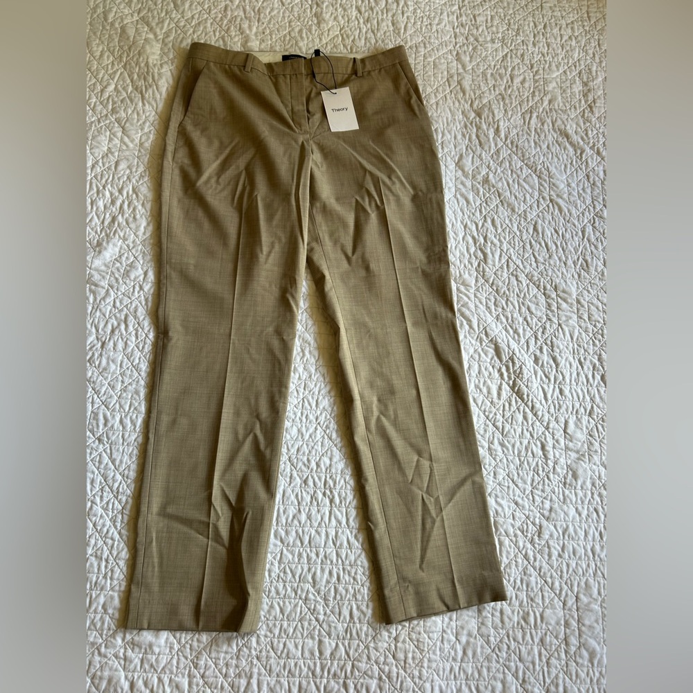 Theory Tailored Trouser Pant in Taupe Grey Wool 10